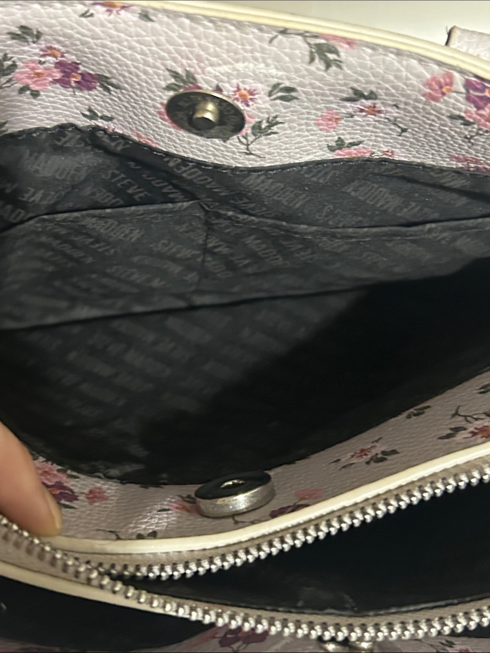 Steve Madden Purple Floral Satchel with Detachable Strap - Picture 7 of 8